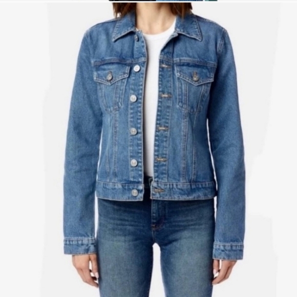 NWOT Hudson Women’s Classic Medium Wash Denim Jean Jacket Size L/XL - Picture 1 of 15